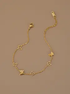 Elegant Hollow Design Butterfly Stainless Steel Anklet for Women, Summer Jewelry, Perfect Gift for Beach Parties & Summer Vacations, Casual Style Ankle Chain