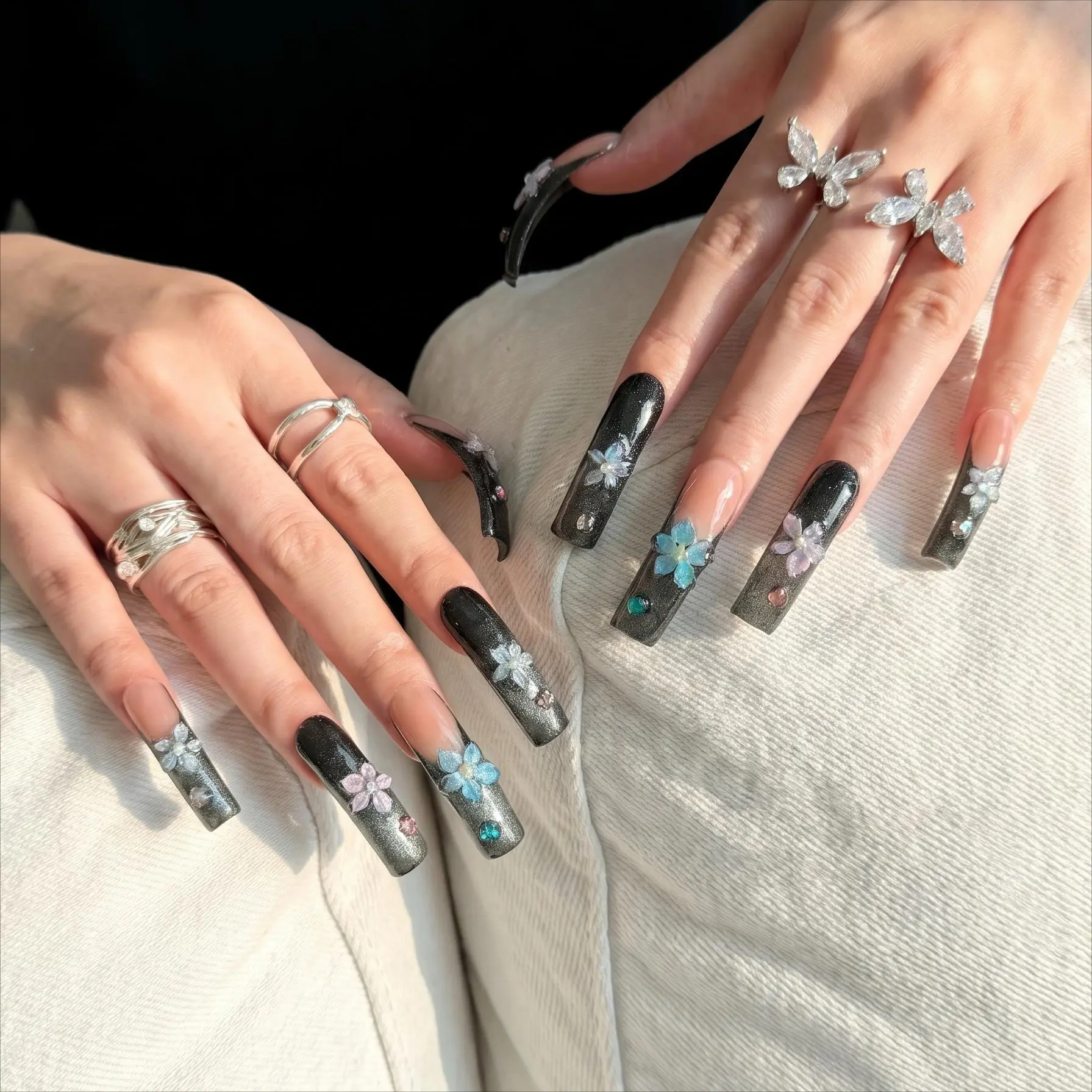 AVIARA  LONG  Square  10pcs Handmade Acrylic  Y2K Press On Nails Luxious Salon Quality Fake Nail detachable nails