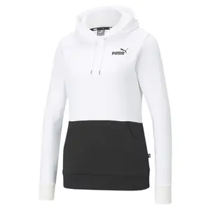 PUMA Womens Essentials Colorblock Hoodie Casual Outerwear Casual Hoodie - White