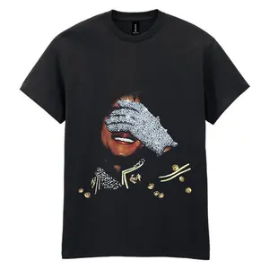 Diamond Glove T-Shirt, MJ Inspired Rhinestone Graphic Crewneck, Vintage Pop King Style Pullover, Streetwear Sparkle Fashion Top, Unisex Retro Outfit