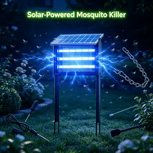 Solar Bug Zapper Lamp, Solar-USB Rechargeable Flying Insect Killer with 3 LED Tubes, Hanging-Stand Design, Quiet Pest Defense & Ambient Lighting for Backyard, Camping, Pest-Free Home Supplies Fly Traps Outdoor Bug Repellent