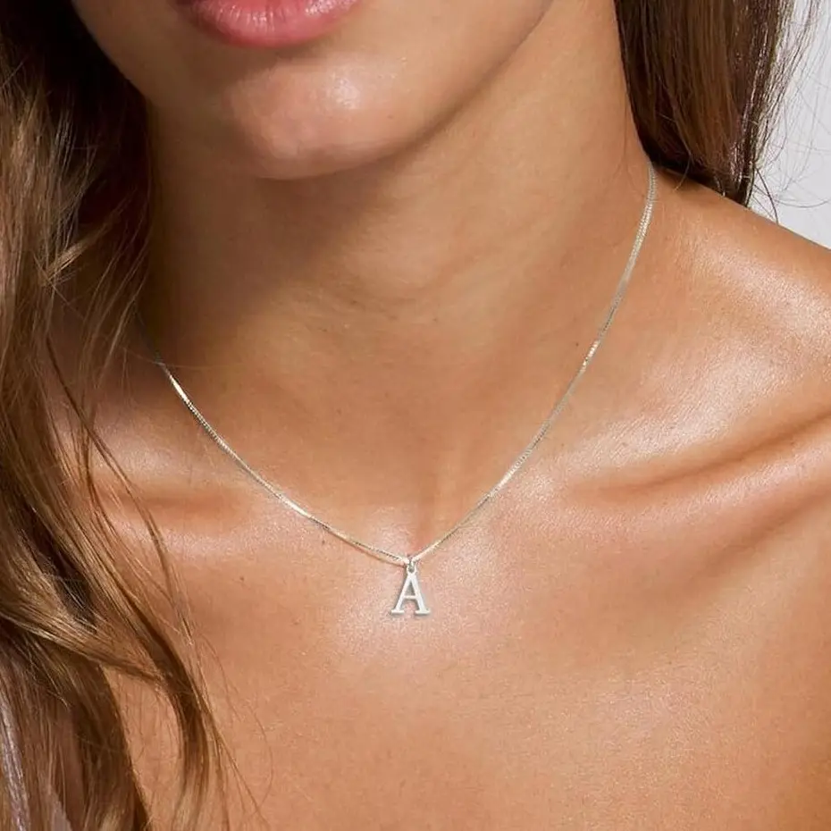 Gold/Silver Initial Necklace for Women Dainty Letter Necklace Tiny Silver Initial Pendant Name Necklace A-Z Personalized Gift Trendy Letter Jewelry