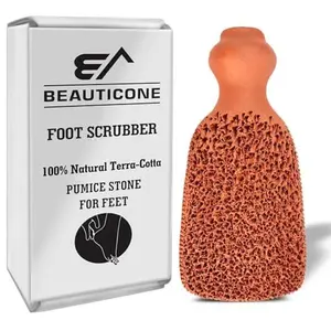 BEAUTICONE 100% Natural Terracotta Pumice Stone for Feet - Durable Callus Remover for Cracked Heels & Dead Skin - Dual Sided Foot Scrubber Pedicure Tool for Foot Care, Foot Exfoliator