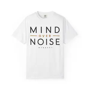 Men's Mind Over Noise Cotton T-shirt - Casual Typography Graphic Tee, Everyday Day Wear, Mental Clarity Focused Fabric