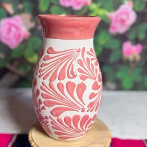 Vase relieve boliche color rosa/blanco