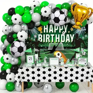 123pcs Football Theme Birthday Party Balloon Decoration champion league foil ballon  Black and White Latex Ballons  arch kit
