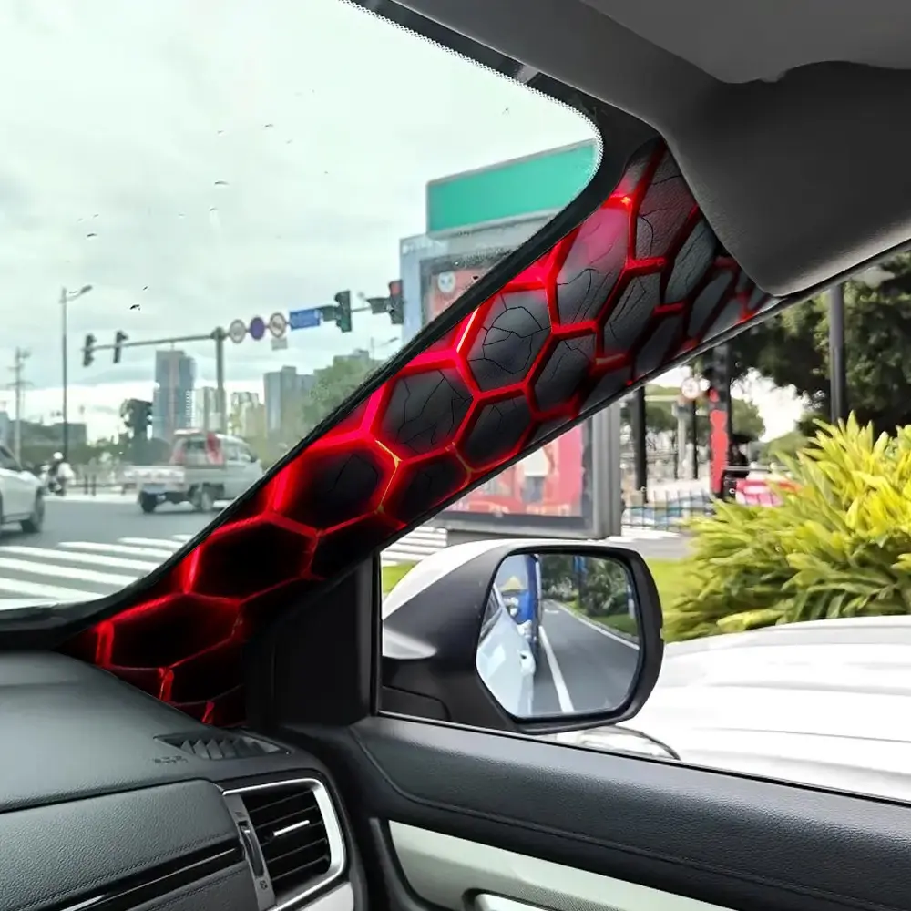 Jdm Car Interior a Column Decal Sticker, Car Decals, Car Accessories, Magma Geometric Hexagon Pattern, Self-Adhesive Elastic Backing, Universal Fit, Upgrade & Renovation