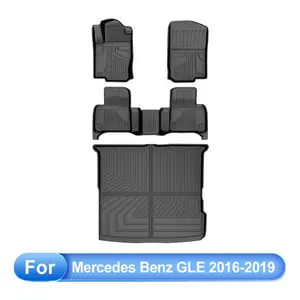 【fathersdaygift】AOMSAZTO Custom Fit All-Weather Floor Mats Fit for Mercedes-Benz GLE 2016-2019 (350, 400, AMG 43/450/63 S, 500, 500e, 550, 550e; Not for Coupe/Cabriolet), 1st & 2nd Row, Car Interior Accessory,