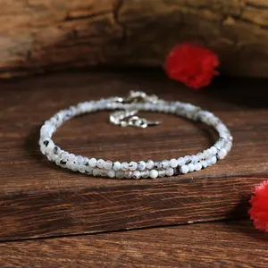 Natural Rainbow Moonstone Faceted 2mm Beaded Choker Necklace Healing Reiki Crystal Minimalist Boho Women's Jewelry Gift
