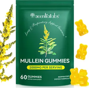 Acentiallabs Mullein Gummies for Lungs, 2000mg Mullein Leaf Extract for Respiratory & Digestive & Immune Support, Natural Herbal Supplement, Pear Flavor Gummies 60 Gummies