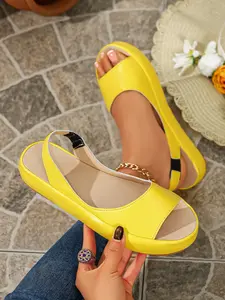 Women's Blue Thick Sole Fish Mouth Sandals, Summer Back Strap Platform Shoes, New 2026 Model, Open Toe, Casual Comfortable Footwear