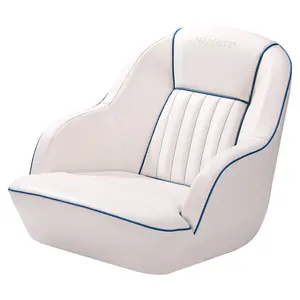 Pontoon Boat Seat, Captains Bucket Boat Seat, Back Folding Boat, Boat Cabin Seating (White/Blue) Boat Fenders