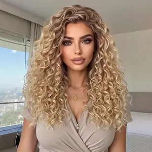 13X4 Lace Front Wig 22 Inch MediumCurly Hair Pre-Plucked Heat Resistant SyntheticFiber Natural Perfect for Parties & CosplayHalloween Christmas Black Friday Costume PartyBirthday Party Daily Use Synthetic Curly Wigs