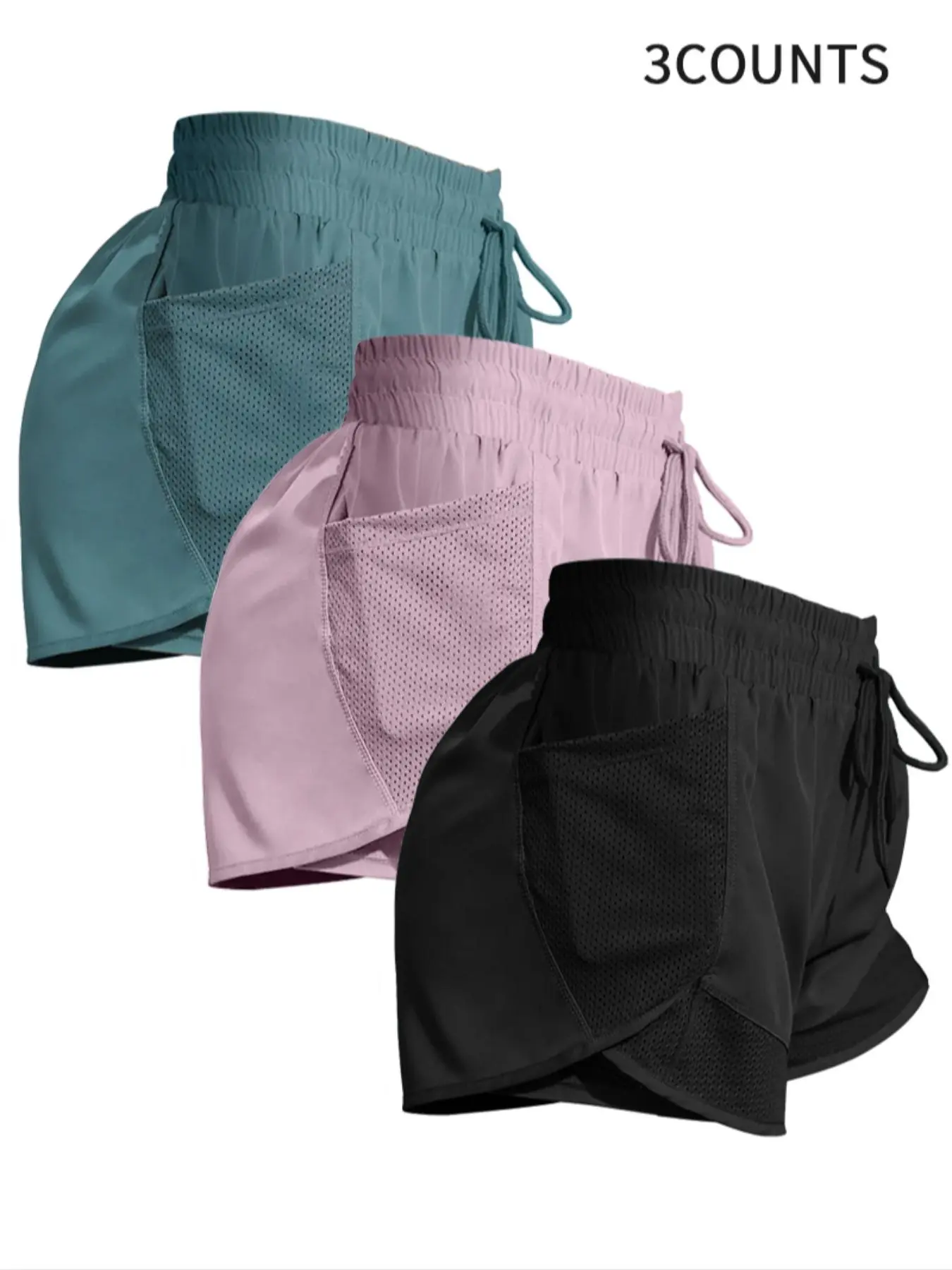 Women's Sporty High Waist Athleisure Gym Shorts, Loose-Fitting Quick-Dry Running Yoga Pants, Anti-See-Through, All Seasons, 1/2/3 Pairs Set