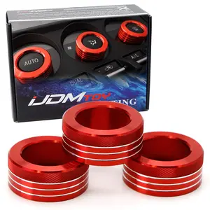 iJDMTOY 3pcs Red Anodized Aluminum AC Climate Control Switch Turner Ring Covers For 2013-2021 Subaru BRZ and Scion FR-S/Toyota 86 RS/TRD Models