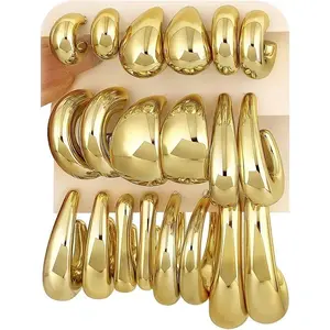 36 Pairs Gold Hoop Earrings Set for Women Multipack, Hypoallergenic Chunky Chain Twisted Hoop Earrings Pack, Fashion Dangle Earrings Jewelry for Gift