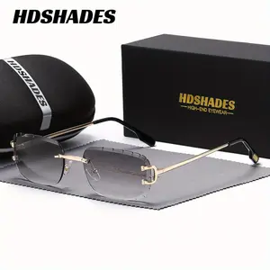 HDSHADES Unisex Literary Versatile Rimless Sunglasses Rectangle Frame Outdoor Sports Exercise Sunglasses UV400