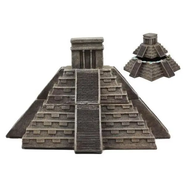 Mesoamerican Aztec Sun and Moon Pyramid Decorative Composite Resin Jewelry Box Figurine, Home Decor Statue for Gift