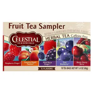 Celestial Seasonings Fruit Tea Sampler, 5 Flavors, Caffeine Free, 18 Tea Bags, 1.4 oz (40 g)