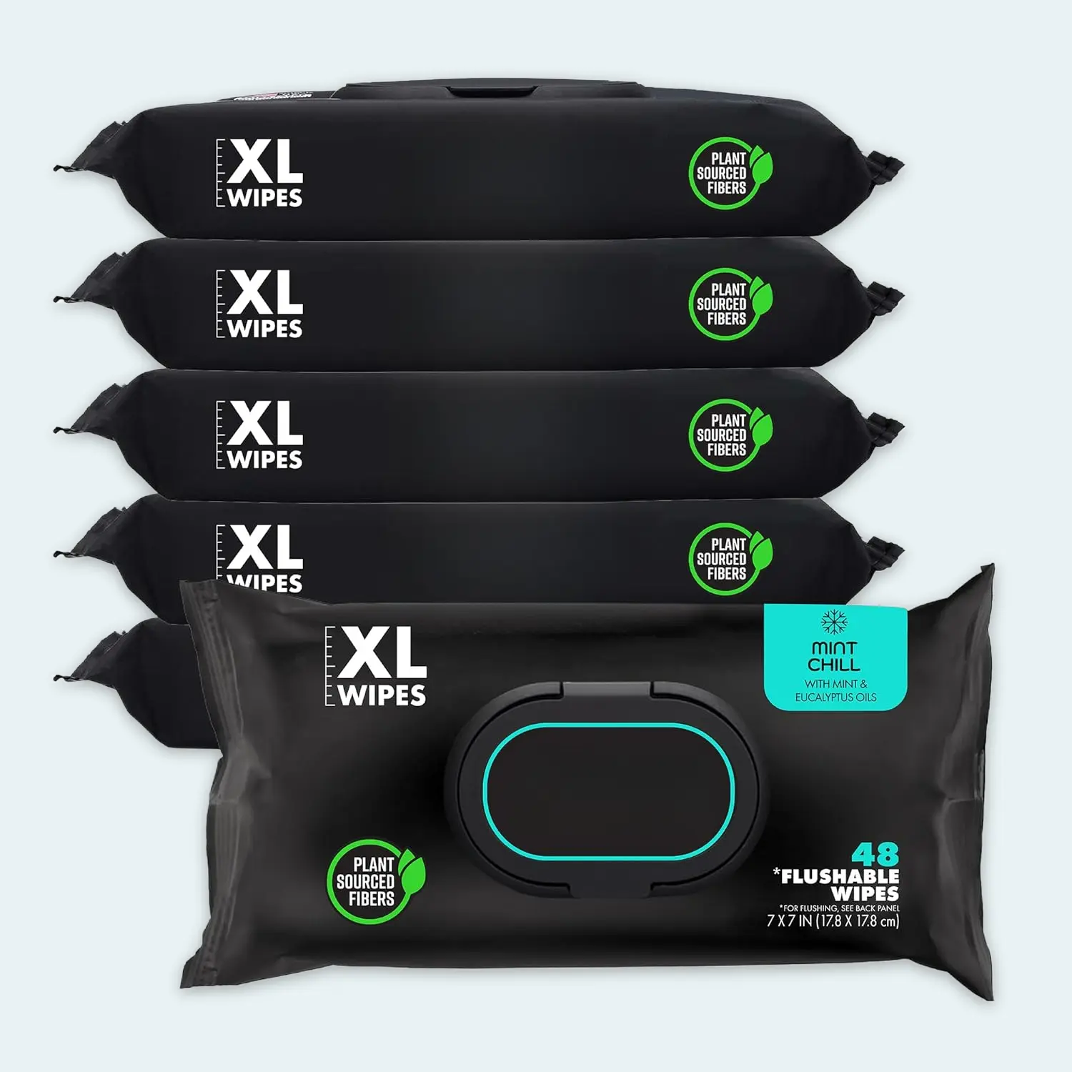 Flushable Toilet Cleaning Wipes - 6 Pack (288 Count) Mint Fresh Scented Chill, Vitamin-E Infused, Aloe, Eucalyptus, Tea Tree Oils, Septic & Sewer Safe for Daily Bathroom Refresh; 3 Pack (48 Count) Fragrance-Free Septic Safe, None