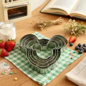5pcs Stainless Steel Cookie Cutters - Cute Animal Shapes | Perfect for Baking, Ideal for Holidays and Parties, Mickey Shape | Fun Design | Durable Cutters
