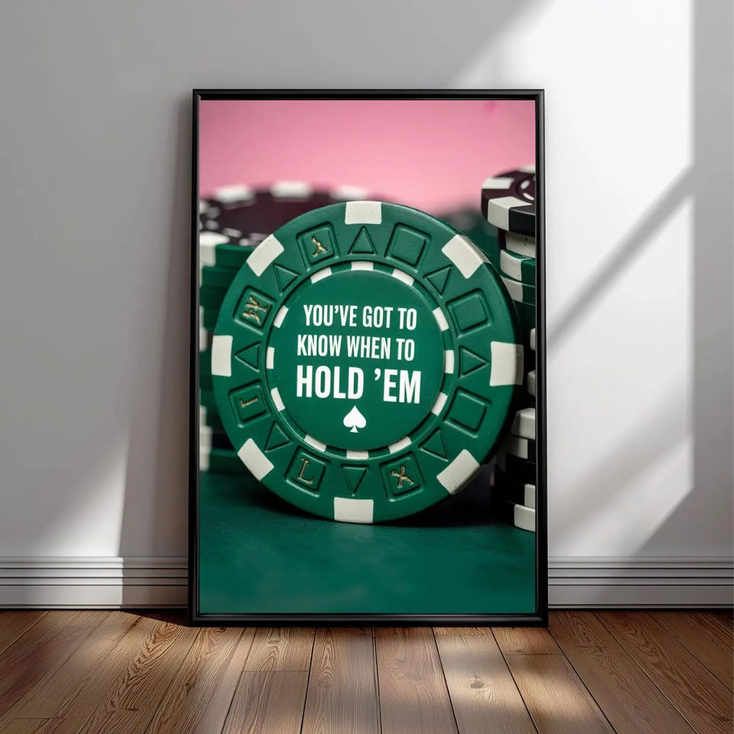 Poker Motivation Wall Art, “You’ve Got to Know When to Hold ’Em” Green Chip Poster for Game Rooms, Offices, Bars & Man Caves