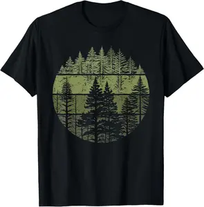 Cotton Graphic Tees Streetwear Retro Forest Trees Nature Women Men Vintage Graphic T-Shirt