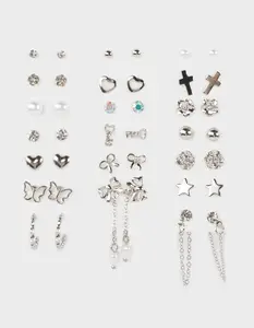 FULL TILT 20 Pack Stud Bow Cross Earrings