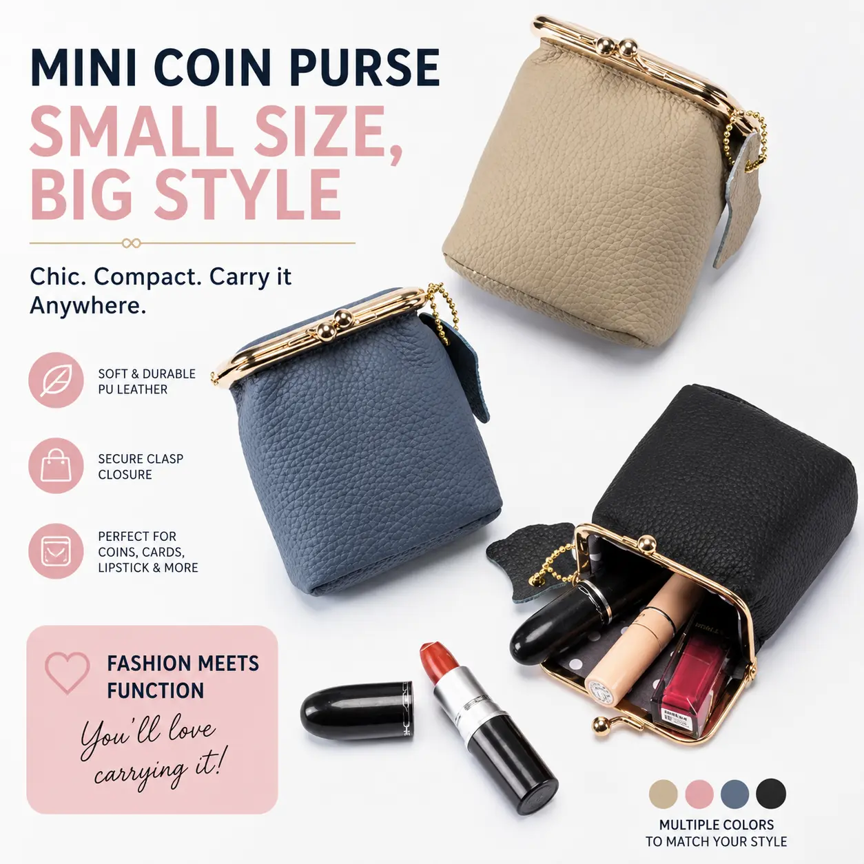 Vintage Genuine Leather Mini Wallet - RFID Blocking Slim Card Holder with Multiple Card Slots, Coin Purse for Women - Retro Minimalist Home Organizer for Daily Use, Travel