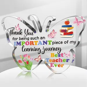 Butterfly Shaped Acrylic Ornament, Flower, Teacher Appreciation Gift, Graduation End Of Year Present for Office Desk Decor, Acrylic Desktop Decoration, Paperweight Keepsake, Signs, Acrylic Plaque Decor
