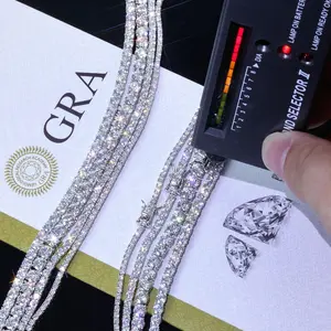 ESKEEM 925 Silver VVS Moissanite Tennis Bracelet 2/3/4/5 MM Iced Out Diamond Tennis Chain Pass GRA Diamond Test In Stock