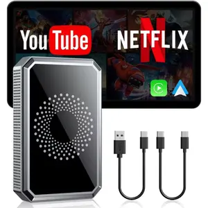 3-in-1 Wireless Car Adapter   StreamNetflix/YouTube/TikTok/Google Play,Fits Factory Wired CarPlayVehicles