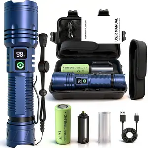 Poslani LED Flashlight -- High Lumens flashlights, Ultra Bright and rechargeable,featuring adjustable zoom and five lighting modes. IP67 and power bank for emergency,A must-have for camping, perfect for both outdoor and home use