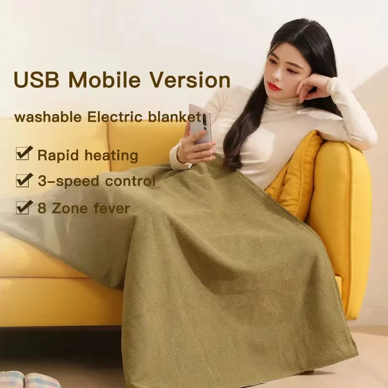 Wearable USB Electric Heated Blanket 3 Heating Levels USB Heated Blanket Shawl Body Warmer Blanket office Heating Mat Portable