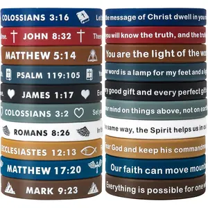 20 count Religious  Wristbands Bulk  Rubber Bracelets Colorful Inspirational Christian Rubber Bracelets for Men Women Gifts (Classic Colors)