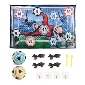 Soccer Game Set for Indoor and Outdoor Fun, hot toys， Includes Velcro Ball and Foldable Fleece Goal, Ideal Gift for Ages 3-8, Soccer Net