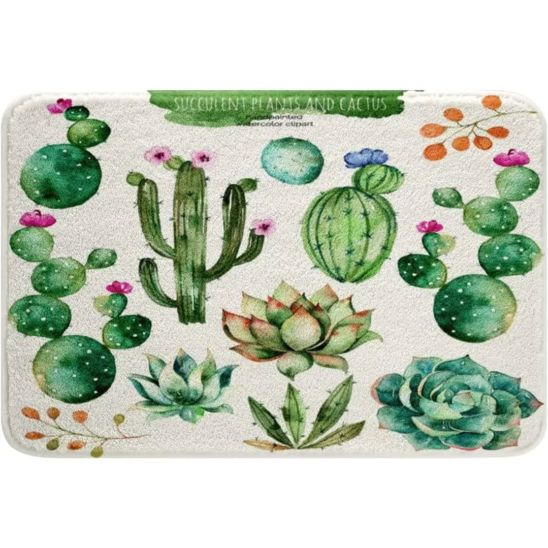 Feelyou 3D Hyper-Realistic Cactus Rectangle Bathroom Mat - Thick Non-Slip Microfiber Boho Style, Absorbent Exotic Botanical, Washable 16"x24" Bathroom Rugs Washable, Home Room Accessories, Decoration, Toilet Rug, Home Supplies