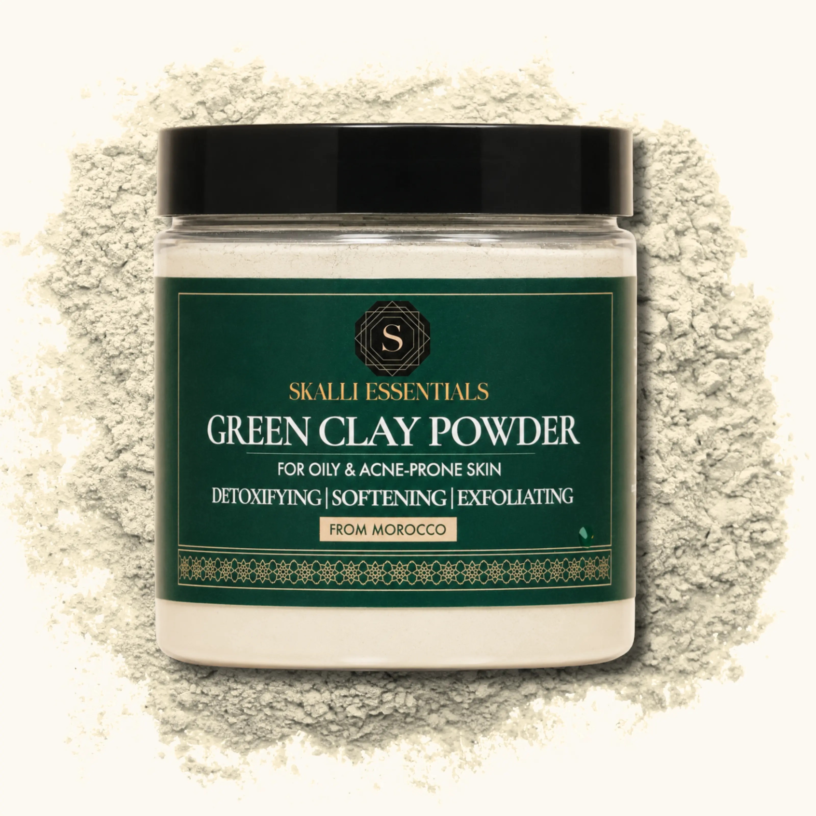 Moroccan Green Clay Powder Mask for Oily & Acne-Prone Skin