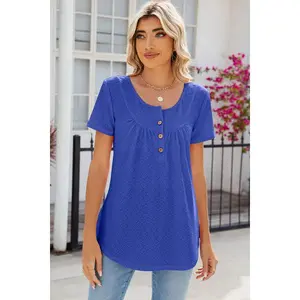 Eyelet Quarter Button Short Sleeve T-Shirt