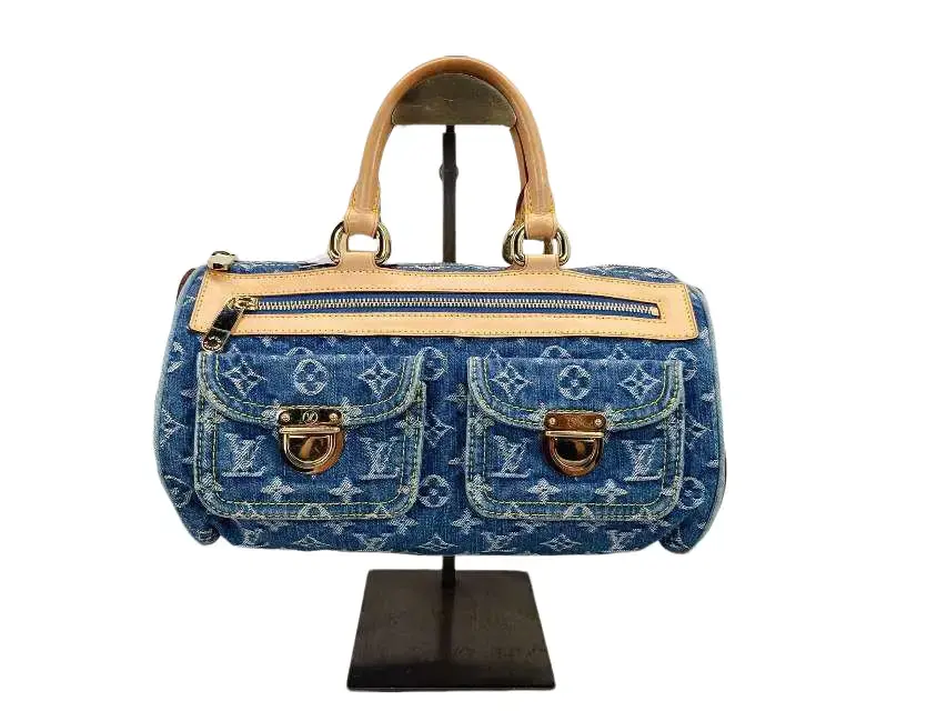 Pre-owned Louis Vuitton Monogram Denim Neo Speedy Handbag in Blue