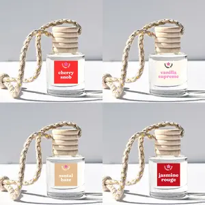 Designer Scent Car Freshener 4 Pack - Scented Car Air Freshener Designer Types - Phthalate-Free Fine Fragrance Oil - Cherry Snob, Vanilla Supreme, Jasmine Rouge, Santal Haze Scents - 10 mL