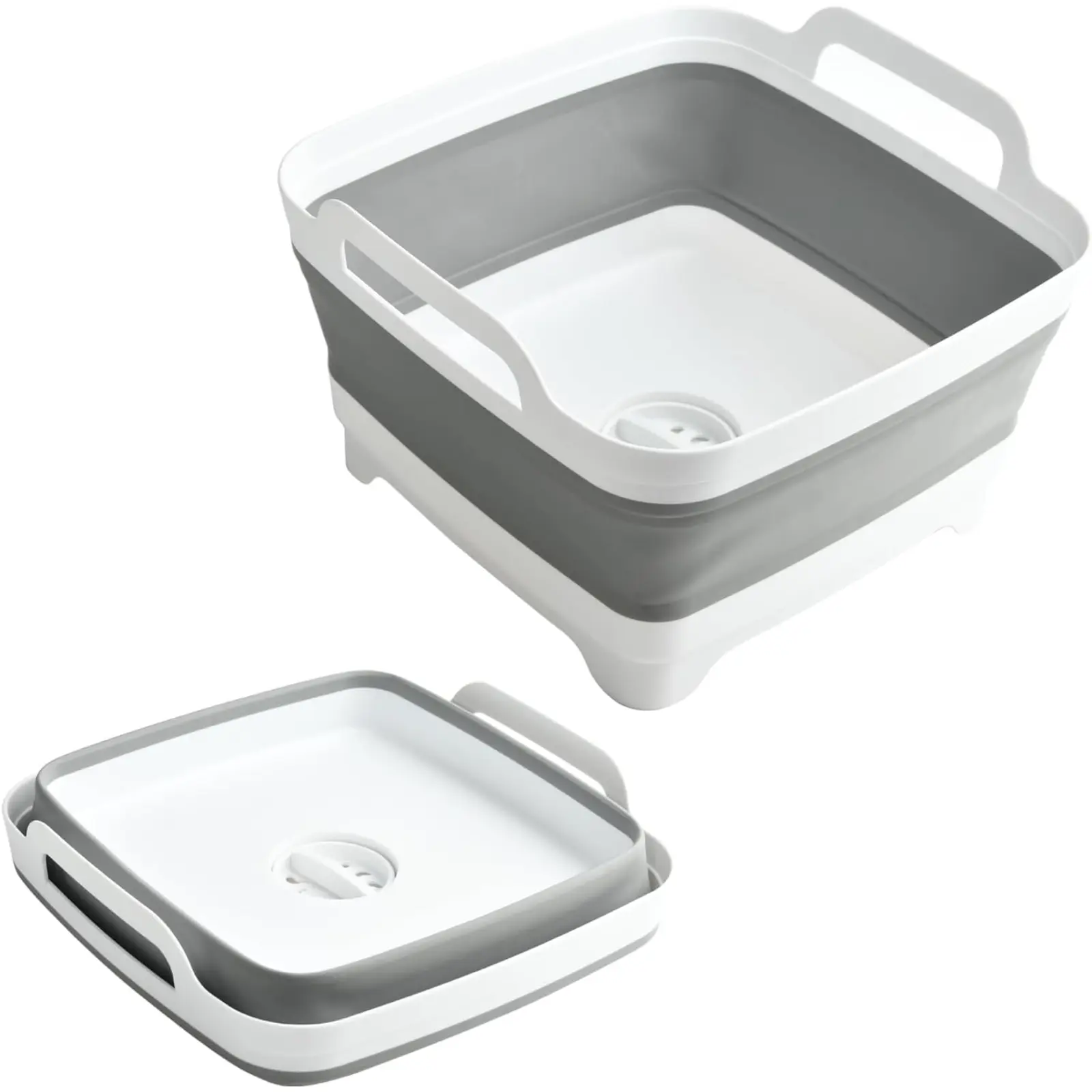 2.4 Gal Durable Collapsible Silicone Wash Basin, Lightweight Foldable Basin Container with Handles, Space-Saving Portable Bathroom Accessory for Compact Kitchen Washing