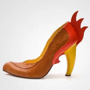 Kobi Levi Rooster Brown Heel with Unique Red and Yellow Heel Design for Stylish Women