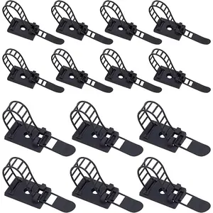 50 count 2 Sizes Adjustable Self-Adhesive Nylon  Straps  Ties Cord Clamp for wire management, Large and Small