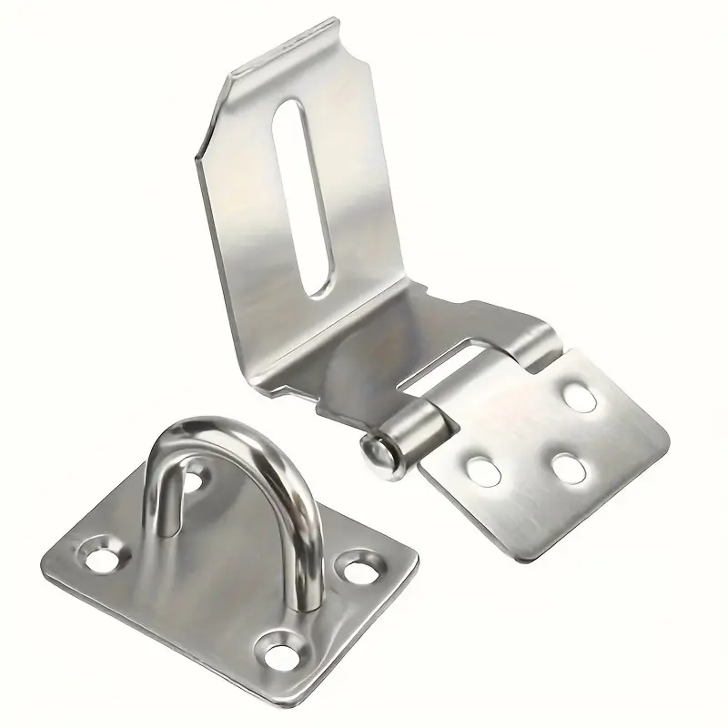 Stainless Steel Lock Set, 90 Degree Latches Padlock Clasp, Gate Hasp Staple, Door Shed Latch, Household Burglar-Proof Hardware, Sturdy Lock, Security Lock