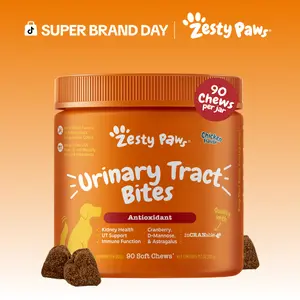 Zesty Paws Urinary Tract Bites for Dogs Soft Chew Pet Treats with Cranberry D-Mannose & Astragalus for Kidney Bladder Health Ut Support Immune Function Premium InCRANable Concentrate Chicken Flavor