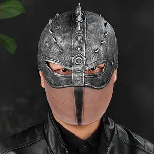 1PC Natural Latex Warrior Helmet Mask - Hand-Painted Detailing, Carnival Party Role Play & Halloween Cosplay Costume Accessory