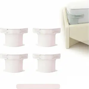 Invisible Bed Sheet Grippers 4-Pack - Corner Fitted Sheet Holders with Firm Grip, Universal Anti-Slip Sheet Retainers, Easy Install for Tidy Bedding(White)