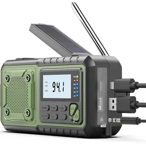 Crank  Radio 5000mAh, Weather Radio, Solar Radios  Operated, NOAA/AM/FM Weather Alert Radios with Power  Phone Charger, SOS , Flashlight & Reading Lamp Indoor Outdoor