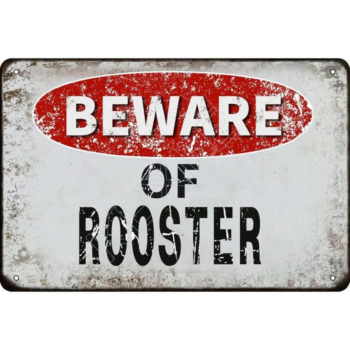 Beware of Rooster vintage Metal  Sign Retro Funny  Sign For Wall Decor—8" x 12"—Rooster